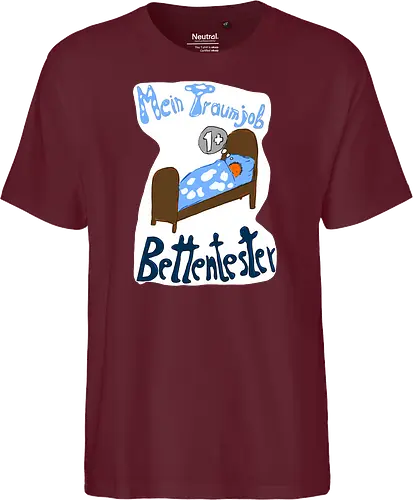 Traumjob Bettentester, mit weißem Hintergrund