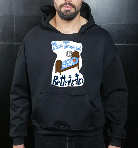 Traumjob Bettentester, mit weißem Hintergrund