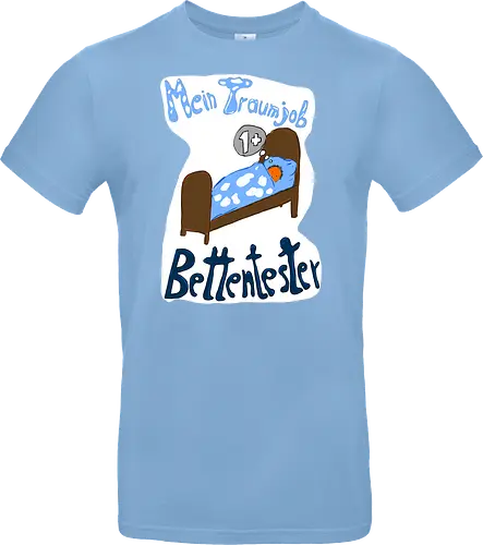 Traumjob Bettentester, mit weißem Hintergrund