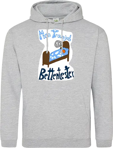 Traumjob Bettentester, mit weißem Hintergrund