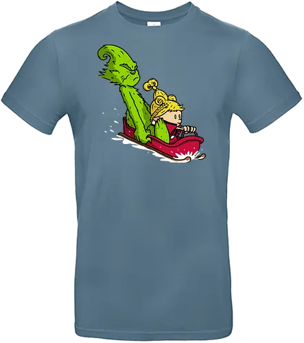 Sleigh Descent! - grinch, the-grinch, sleigh, christmas, xmas, calvin-and-hobbes, calvin, hobbes, mashup - Standard T-Shirt