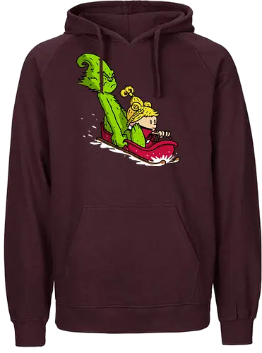 Sleigh Descent! - grinch, the-grinch, sleigh, christmas, xmas, calvin-and-hobbes, calvin, hobbes, mashup - Fairtrade Hoodie