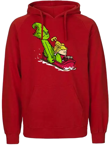 Sleigh Descent! - grinch, the-grinch, sleigh, christmas, xmas, calvin-and-hobbes, calvin, hobbes, mashup - Fairtrade Hoodie
