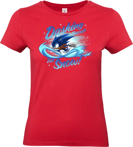 Dashing Through  - Hedgehog, The Hedgehog, Winter, Snow, Christmas - Standard T-Shirt (Women)
