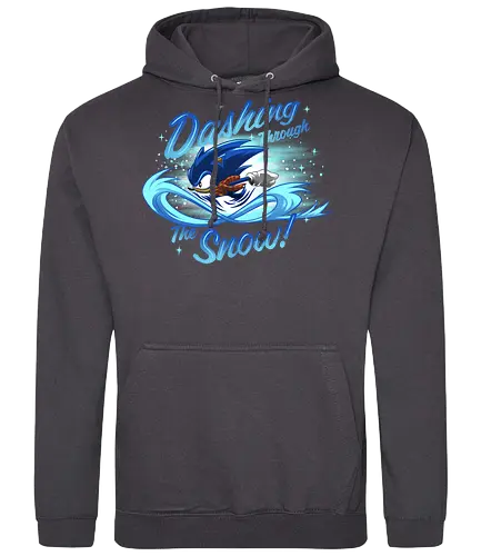 Dashing Through  - Hedgehog, The Hedgehog, Winter, Snow, Christmas - Standard Hoodie