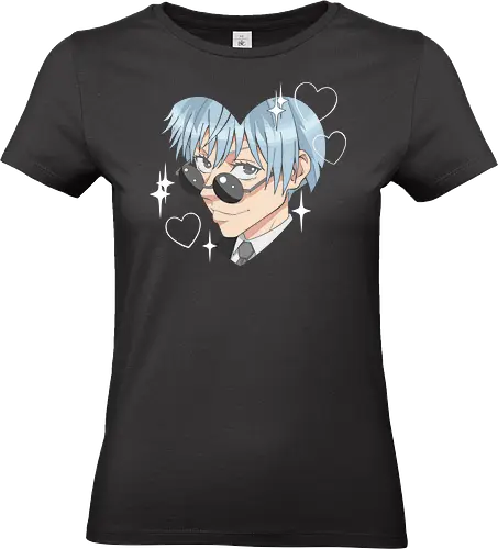  Cool Kuya (Kuroko Heart) - Kuroko Tetsuya, Kuroko's Basketball, cool anime boy, kawaii, heart shape, sunglasses, anime fan art, t-shirt design, art print, stylish, minimalist, cute anime, blue hair, husbando, geek art. - Standard T-Shirt (Women)