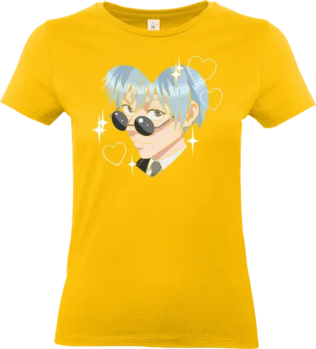 Cool Kuya (Kuroko Heart) - Kuroko Tetsuya, Kuroko's Basketball, cool anime boy, kawaii, heart shape, sunglasses, anime fan art, t-shirt design, art print, stylish, minimalist, cute anime, blue hair, husbando, geek art. - Standard T-Shirt (Women)