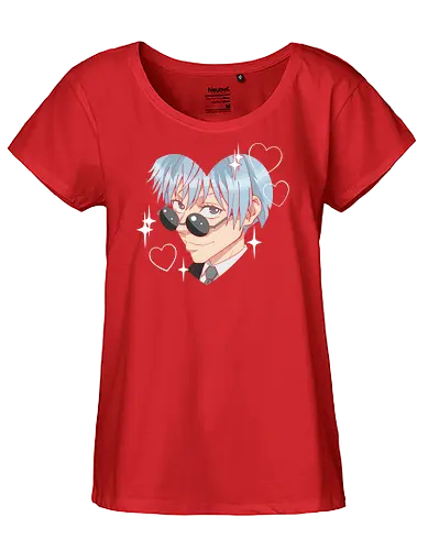  Cool Kuya (Kuroko Heart) - Kuroko Tetsuya, Kuroko's Basketball, cool anime boy, kawaii, heart shape, sunglasses, anime fan art, t-shirt design, art print, stylish, minimalist, cute anime, blue hair, husbando, geek art. - Fairtrade Girl Shirt