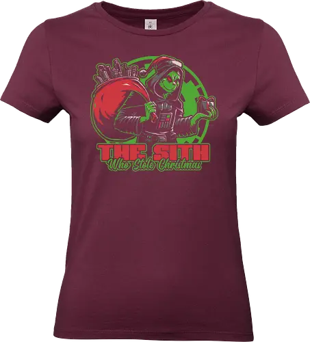 Evil Star Stealing Christmas  - book, green, villain, Movies, Scifi, Space, Action, Space Opera, classic, movie, lightsaber, christmas, santa claus, naughty list, naughty, gift, gifts - Standard T-Shirt (Women)