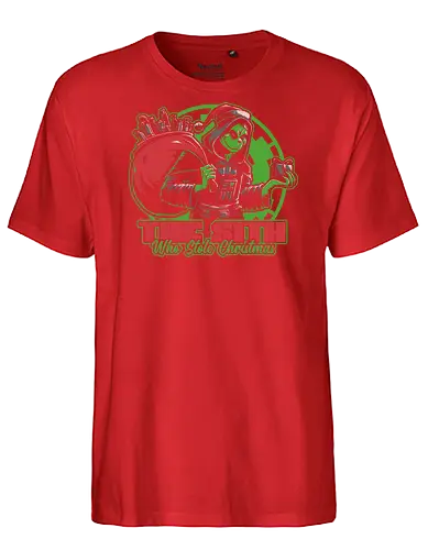 Evil Star Stealing Christmas  - book, green, villain, Movies, Scifi, Space, Action, Space Opera, classic, movie, lightsaber, christmas, santa claus, naughty list, naughty, gift, gifts - Fairtrade T-Shirt