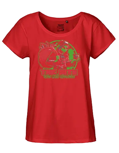 Evil Star Stealing Christmas  - book, green, villain, Movies, Scifi, Space, Action, Space Opera, classic, movie, lightsaber, christmas, santa claus, naughty list, naughty, gift, gifts - Fairtrade Girl Shirt