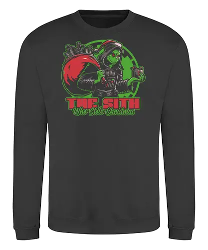 Evil Star Stealing Christmas  - book, green, villain, Movies, Scifi, Space, Action, Space Opera, classic, movie, lightsaber, christmas, santa claus, naughty list, naughty, gift, gifts - Sweatshirt