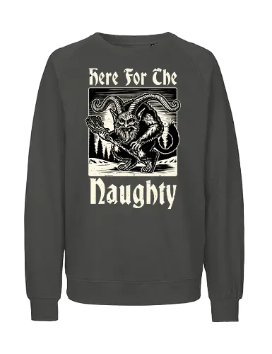 Naughty Krampus Christmas  - Ugly Sweater, Holiday, Christmas, Merry Christmas, Ugly Christmas Sweater, demon, devil, ritual, pact, krampus, santa claus, Christmas Vacation, Christmas Eve, Christmas Sweater, Gifts, Gift, fun, funny, pun, joke - Fairtrade Sweatshirt