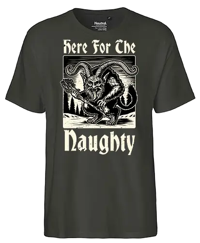 Naughty Krampus Christmas  - Ugly Sweater, Holiday, Christmas, Merry Christmas, Ugly Christmas Sweater, demon, devil, ritual, pact, krampus, santa claus, Christmas Vacation, Christmas Eve, Christmas Sweater, Gifts, Gift, fun, funny, pun, joke - Fairtrade T-Shirt