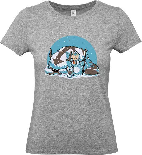 Snow Fun Bender - snow, holiday, snowman, bison, lemur, pet, tv show, air, animal, anime, fantasy, movies, martial arts, elemental, animation, nerd, geek - Standard T-Shirt (Women)