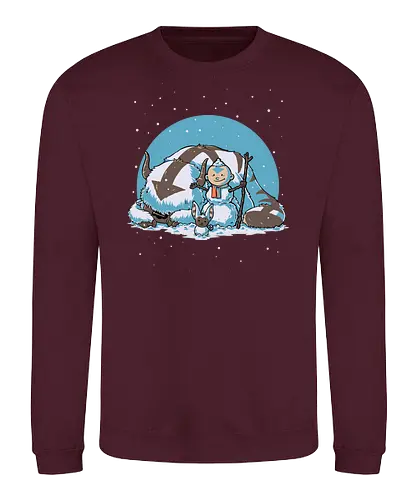Snow Fun Bender - snow, holiday, snowman, bison, lemur, pet, tv show, air, animal, anime, fantasy, movies, martial arts, elemental, animation, nerd, geek - Sweatshirt