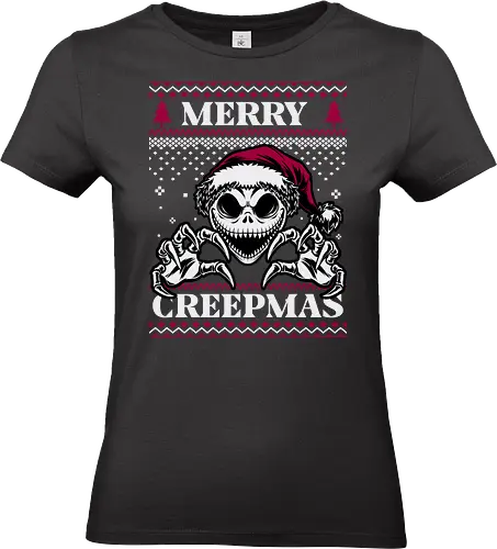 Ugly Sweater Creepy Christmas Skeleton  - Halloween, Christmas Vacation, Christmas Eve, Christmas Sweater, Christmas, Band, Band Tee, Spooky, Spooky Season, Spookmas, Creepy, Holiday, Stop Motion, Movie, Classic, Animation, creepymas, creepmas, Ugly Christmas Sweater, Ugly Sweater, Christmas Sweater - Standard T-Shirt (Women)