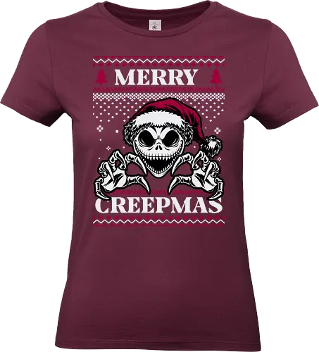 Ugly Sweater Creepy Christmas Skeleton  - Halloween, Christmas Vacation, Christmas Eve, Christmas Sweater, Christmas, Band, Band Tee, Spooky, Spooky Season, Spookmas, Creepy, Holiday, Stop Motion, Movie, Classic, Animation, creepymas, creepmas, Ugly Christmas Sweater, Ugly Sweater, Christmas Sweater - Standard T-Shirt (Women)