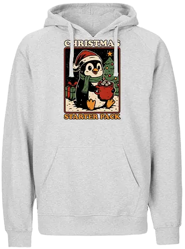 Christmas Penguin Starter Pack - Christmas, Christmas Vacation, Christmas Lights, Fun, Funny, Winter, Snow, Holiday, Happy Holidays, Holidays, Santa Claus, Santa, North Pole, Jolly, Cute, Pet, Penguin, Hot Cocoa, Hot Chocolate, Marshmallow, Christmas Tree, Gifts, Gift, Starter Pack - Fairtrade Hoodie
