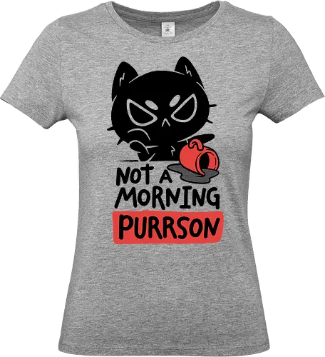 Not A Morning Purrson - koalatees, koala, cat, black cat, cat lover, coffee lover, sarcasm, funny quote, sleepy, caffeine, introvert, not a morning person - Standard T-Shirt (Women)