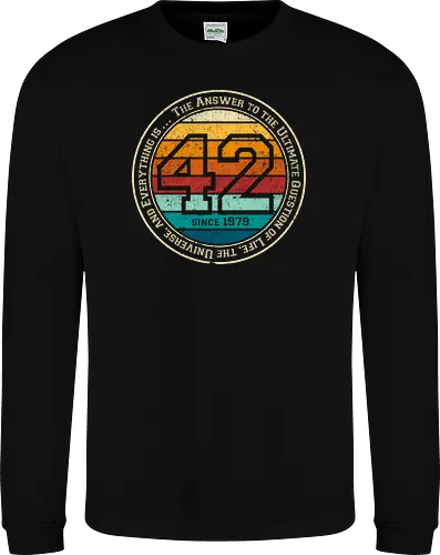Forty two vintage - retro, rebel, 70s, movies, films, date, galaxy, star, marvin, The Hitchhiker's Guide to the Galaxy - Sweatshirt