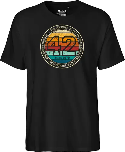 Forty two vintage - retro, rebel, 70s, movies, films, date, galaxy, star, marvin, The Hitchhiker's Guide to the Galaxy - Fairtrade T-Shirt