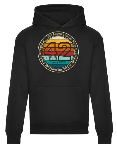 Forty two vintage - retro, rebel, 70s, movies, films, date, galaxy, star, marvin, The Hitchhiker's Guide to the Galaxy - Heavyweight Hoodie