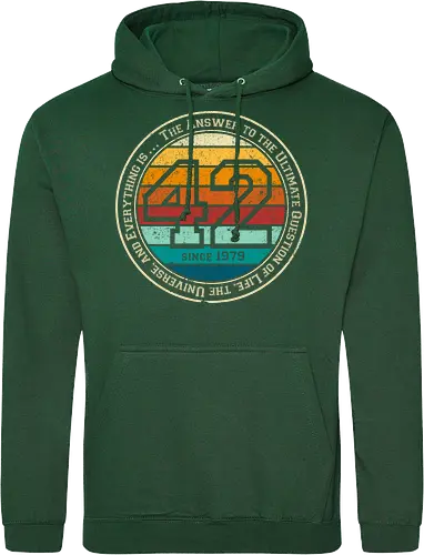 Forty two vintage - retro, rebel, 70s, movies, films, date, galaxy, star, marvin, The Hitchhiker's Guide to the Galaxy - Standard Hoodie