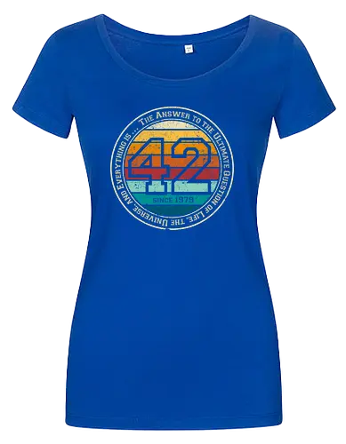 Forty two vintage - retro, rebel, 70s, movies, films, date, galaxy, star, marvin, The Hitchhiker's Guide to the Galaxy - Women T-Shirt