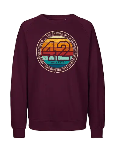 Forty two vintage - retro, rebel, 70s, movies, films, date, galaxy, star, marvin, The Hitchhiker's Guide to the Galaxy - Fairtrade Sweatshirt