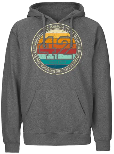 Forty two vintage - retro, rebel, 70s, movies, films, date, galaxy, star, marvin, The Hitchhiker's Guide to the Galaxy - Fairtrade Hoodie