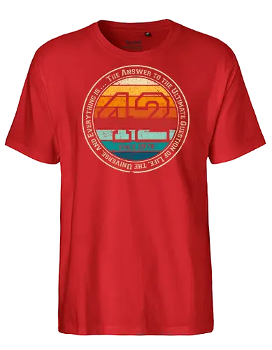 Forty two vintage - retro, rebel, 70s, movies, films, date, galaxy, star, marvin, The Hitchhiker's Guide to the Galaxy - Fairtrade T-Shirt