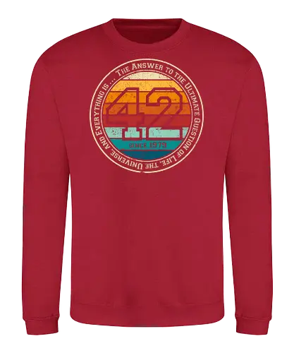 Forty two vintage - retro, rebel, 70s, movies, films, date, galaxy, star, marvin, The Hitchhiker's Guide to the Galaxy - Sweatshirt