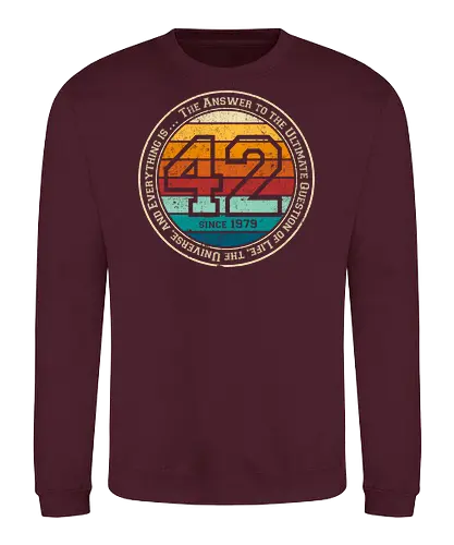 Forty two vintage - retro, rebel, 70s, movies, films, date, galaxy, star, marvin, The Hitchhiker's Guide to the Galaxy - Sweatshirt