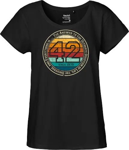 Forty two vintage - retro, rebel, 70s, movies, films, date, galaxy, star, marvin, The Hitchhiker's Guide to the Galaxy - Fairtrade Girl Shirt