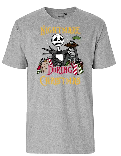 Christmas Nightmare! - the-nightmare-before-christmas, nightmare-before-christmas, xmas, christmas, shopping, stress, funny, tim-burton - Fairtrade T-Shirt
