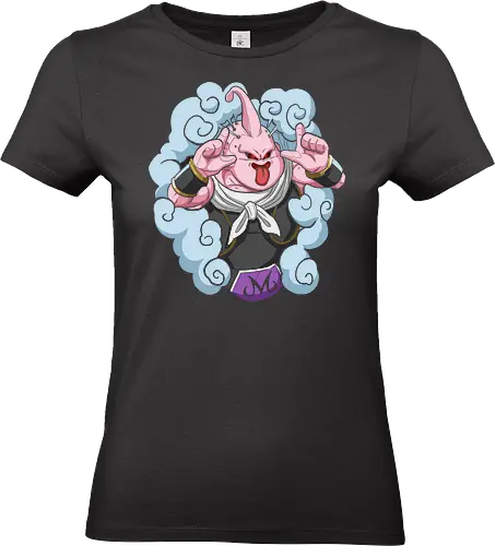  Majin Buu's Mischief - Majin Buu, Super Buu, Dragon Ball Z, DBZ, anime, manga, villain, fan art, t-shirt design, art print, cool anime villain, geek art, stylish, pink, chaos, taunt, Evil Buu. - Standard T-Shirt (Women)