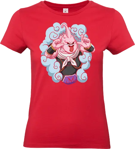  Majin Buu's Mischief - Majin Buu, Super Buu, Dragon Ball Z, DBZ, anime, manga, villain, fan art, t-shirt design, art print, cool anime villain, geek art, stylish, pink, chaos, taunt, Evil Buu. - Standard T-Shirt (Women)