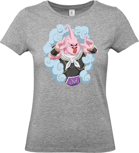  Majin Buu's Mischief - Majin Buu, Super Buu, Dragon Ball Z, DBZ, anime, manga, villain, fan art, t-shirt design, art print, cool anime villain, geek art, stylish, pink, chaos, taunt, Evil Buu. - Standard T-Shirt (Women)