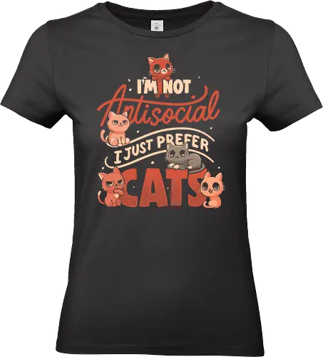 Just Prefer Cats - koalatees, koala, cats, cat lover, antisocial, introvert, sarcasm, funny quote, cat person, purr - Standard T-Shirt (Women)