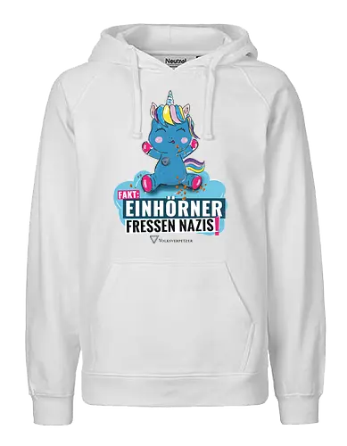 Einhorn - schwarz - Fairtrade Hoodie
