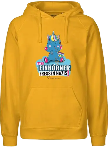 Einhorn - schwarz - Fairtrade Hoodie