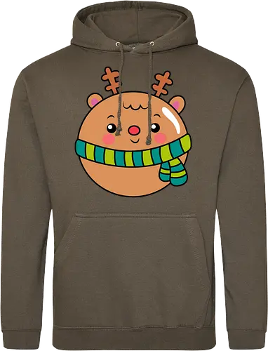 Cute Round Deer in Scarf 