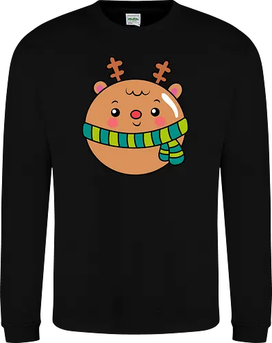 Cute Round Deer in Scarf 