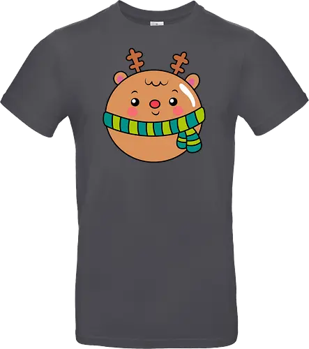 Cute Round Deer in Scarf 