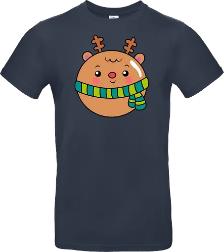 Cute Round Deer in Scarf 