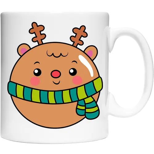 Cute Round Deer in Scarf 