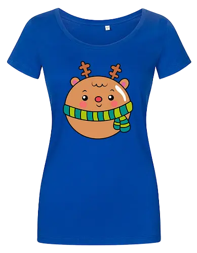 Cute Round Deer in Scarf 