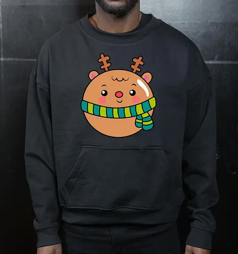 Cute Round Deer in Scarf 