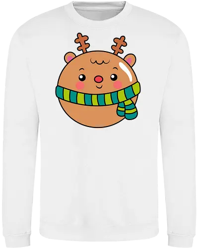 Cute Round Deer in Scarf 